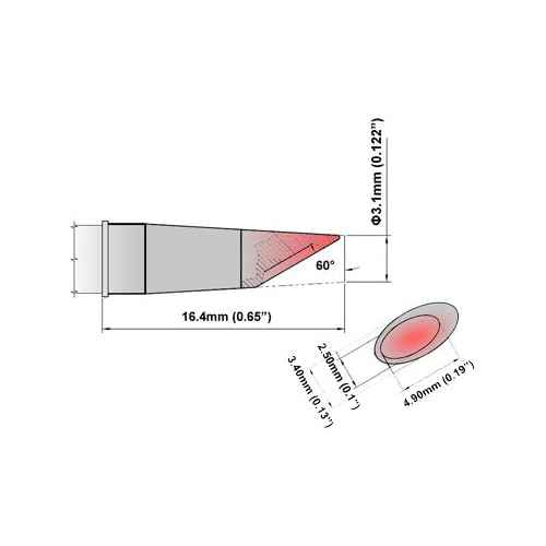 Thermaltronics M7WV031 Hoof w/Dent 60deg 3.10mm (0.122in)