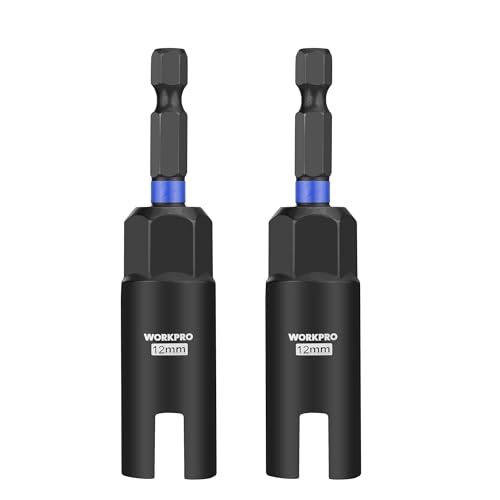 WORKPRO Wing Nut Driver Set 2 PCS, Power Wing Nut Driver Bit (12mm, 12mm), 1/4 Inch Hex Shank Nut Driver, Wing Nut Socket for Wing Nut, Eye Bolt, Wire Twisting