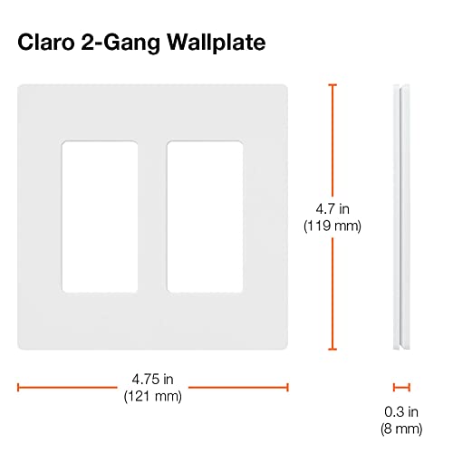Lutron Claro 2-Gang Satin Light Switch Cover Plate - Snow, 1 Pack