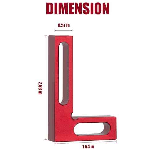 90 Degree Mini Positioning Square, Premium Precision Woodworking Carpenter Corner Tool Right Angle Clamp, for Checking Edge of Carpenter Cutting Tool for Square (Red)