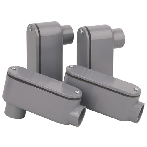 3/4 Inch Rigid PVC Conduit Body Type LB Slip x Slip with Cover & Gasket - Gray, Pack of 4