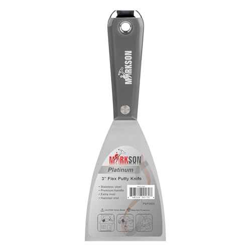 MARKSON Putty Knife 3", Scraper Tool Stainless Steel Blade, Paint Scraper with Nylon Handle Hammer End