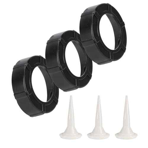 Sausage Caulking Gun Front Cap, Durable Sausage Caulk Gun Aluminum Front Cover with Cone Nozzles(Black-3 Pack)