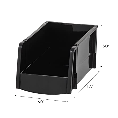 IRIS 26-Drawer Parts & Hardware Cabinet with 11x6x5 Stackable Open Front Storage Bins – Black, 8-pack
