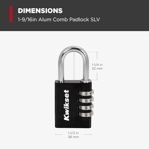 Kwikset 3-Digit Aluminum Combination Padlock - Waterproof, Keyless Lock for Bags & Lockers