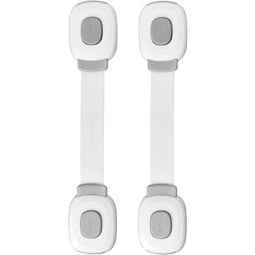 Fursafe&Q Baby Cabinet Locks, Child Safety Cabinet Proofing -Child Safety Strap Locks Adhesive Drawer Fridge Ovens Door Toilet Latches No Drill Multi-Purpose for Furniture Kitchen Lock (Grey, 2Pack)