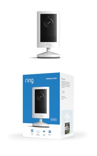Ring Outdoor Security Camera 2K Battery White - 1 Pack, Night Vision, 6x Zoom