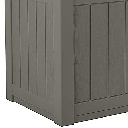 Suncast 22-Gallon Stone Gray Resin Outdoor Storage Box with Seat - Weatherproof Deck Container, Garden & Patio Storage Bench (Variation 1)