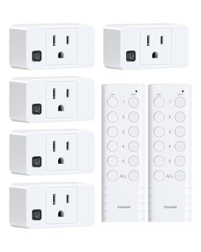 Wireless Remote Control Outlet - 200FT RF Range, White Rectangle Socket