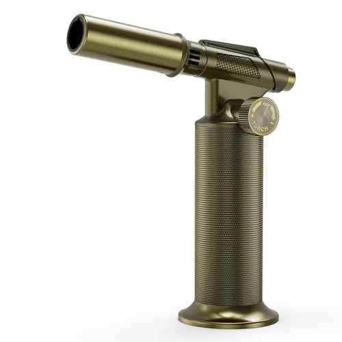 Butane Torch,Professional Metal Micro Torch, Waterproof and Windproof Blow Torch, Refillable & Adjustable Torch Lighter for Baking, Cooking, Welding (Butane Gas not Included)