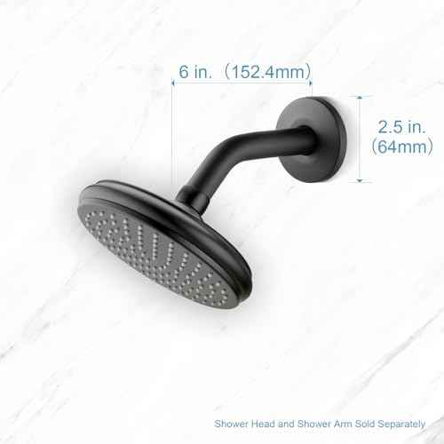 OFFO Shower Arm with Flange, 6 in Wall Mount Replacement Angle Shower Head Arm Wall-Mounted For Fixed Shower Head & Handheld Showerhead, Matte Black