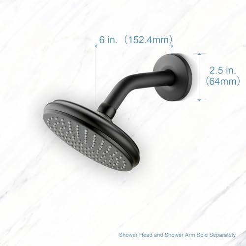 OFFO Matte Black 6-Inch Shower Arm with Flange Wall Mount Replacement for Fixed & Handheld Showerheads