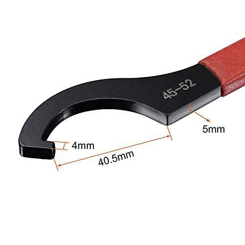 uxcell C Hook Spanner Wrench Collet Chuck for 45-52mm Round Nut, with Red Non-slip Handle