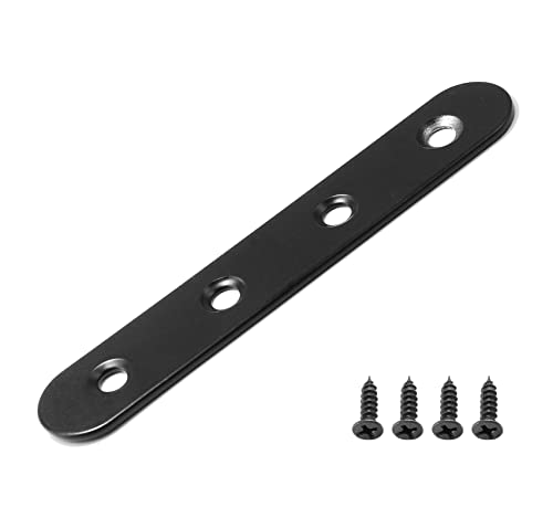 8 Pack 4 Inch Stainless Steel Flat Plate Brackets Black Finish - Reinforcement Mounts