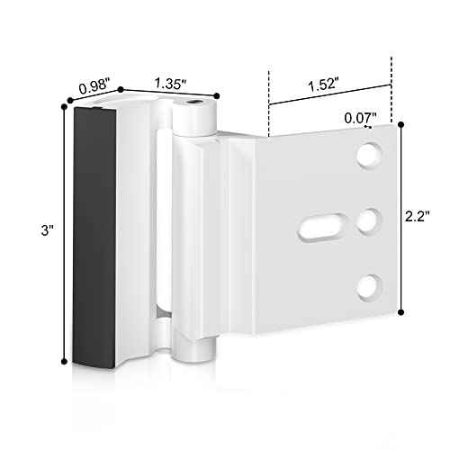 Door Reinforcement Lock Withstands 800lbs of Force - White Extra Proof Door Lock for Kids Safety with 8 Screws Prevents Unauthorized Entry, Add a Door Security Lock for Home Safety & Privacy