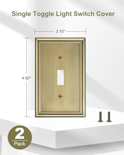 Antique Brass 2-Pack Zinc Alloy Single Toggle Light Switch Cover Plate