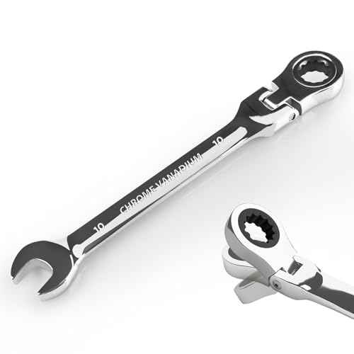 Egofine 10mm Ratchet Wrench Flex Head, Ratcheting Combination Wrench Metric, Industrial Grade Gear Spanner with 12 Point Box End, 72-Teeth Ratchet, Chrome Vanadium Steel