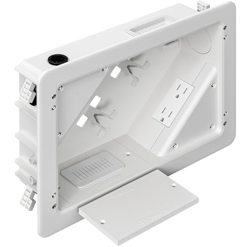 White In-Wall TV Box for Wall-Mounted Home Theater, 11.9" x 8.4" - 1 Pack