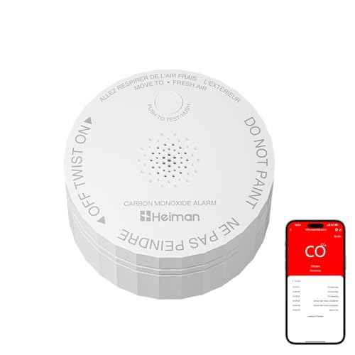 HEIMAN Smart Carbon Monoxide Detector, Wi-Fi CO Detector, ETL Listed Real-Time Push Notifications Battery Powered CO Alarm, Test-Reset Button, Portable Carbon Monoxide Alarm for Trave C1-W