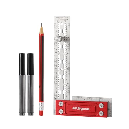 6 Inch Precision Woodworking Square with Scribing Notches – Stainless Steel, Aluminum Handle