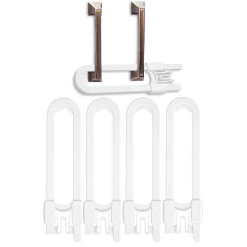 Vmaisi Baby Sliding Cabinet Locks - 4 Pack Adjustable U Shaped Child Safety Locks,Childproof Latches for Kitchen Bathroom Storage Cupboards Doors, Handles and Knobs White (4)