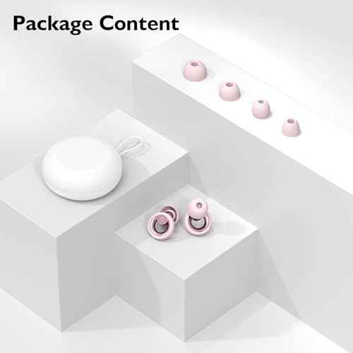 Ear Plugs for Sleeping Noise Cancelling - Reusable Silicone Earplugs for Concert, Motorcycle, Sports and Festivals, 30dB Noise Reduction, Washable Hearing Protection - Pink