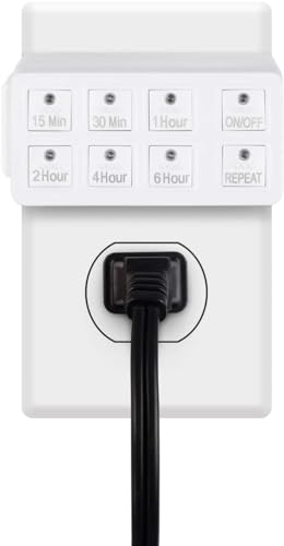 BN-LINK 1 Pack Indoor Countdown Timer with Repeat Function, 3-Prong Outlet
