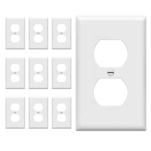ENERLITES Duplex Wall Plates Kit, Electrical Outlet Covers, Standard Size 1-Gang 4.50" x 2.76", Unbreakable Polycarbonate Thermoplastic, Electric Receptacle Plug Covers, 8821-W-10PCS, White, 10 Pack