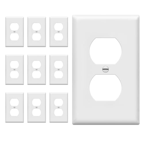 ENERLITES White Wall Plate Outlet Cover Pack of 10 - Standard Size, Durable & Easy Install