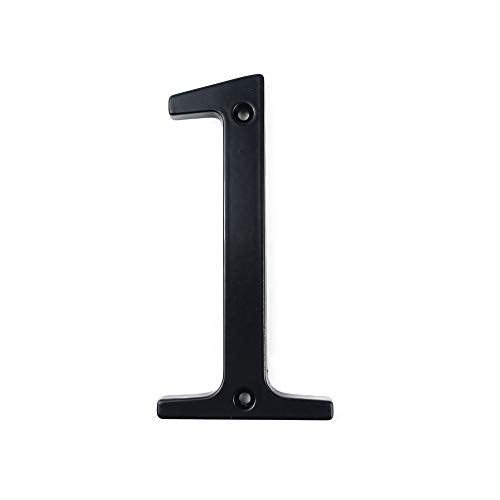 HASWARE Black House Number Sign 4 Inch Modern Zinc Alloy Door Numeral - 1