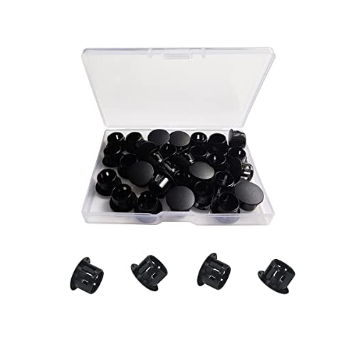 13mm (1/2 Inch) Black Plastic Hole Plugs - Pack of 30 for Furniture & Panel Covering