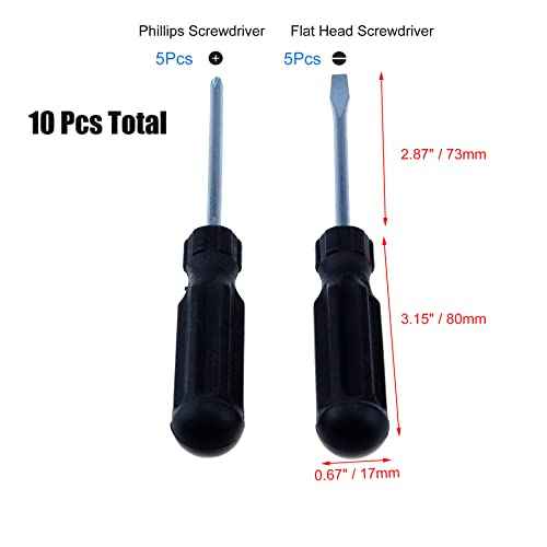 10Pcs Screwdrivers Set, 5 Phillips Screwdriver & 5 Flat Head Screwdriver Magnetic Screwdriver Set for Fastening, Loosening Screws, Repairing Home Improvement Craft (Black, 6 Inch)