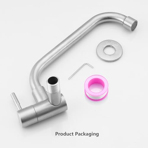 Totalize Brushed Nickel Wall Mount Cold Faucet for Kitchen & Utility Sinks
