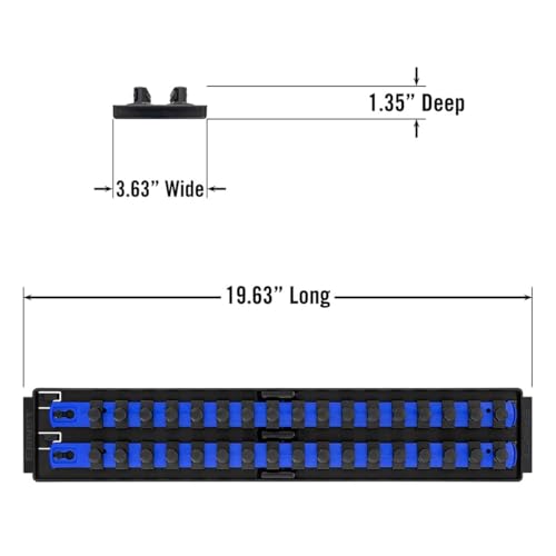 Ernst Manufacturing 19-Inch Socket Boss Organizer with Twist-Lock 2 Rails for 1/2-Inch Drive Sockets, Blue, Model 8457 ? Secure and Durable Socket Storage Solution - Made in USA