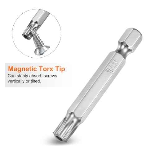 HARFINGTON 2pcs T35 Security Torx Bit 1/4" Hex Shank 2" Long S2 Steel Magnetic Tamper Resistant Star Bits Screwdriver Torx Head with Hole for Driver Drill Bits Remove Fastening Screws