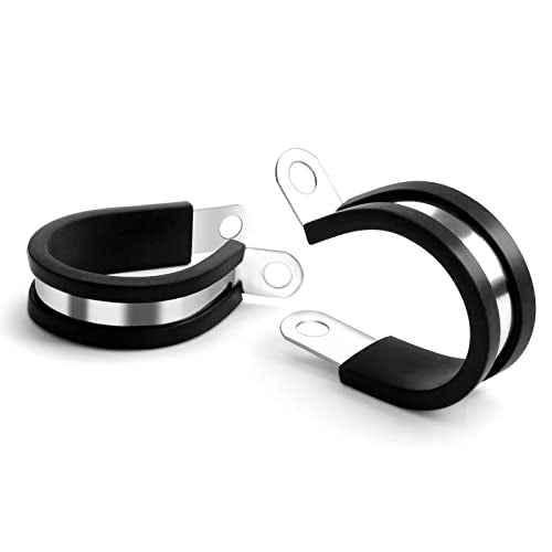 12 Pack 2 Inch Stainless Steel Cable Clamps, Metal Pipe Clamps Wire Clamps Conduit clamps for Tube, Pipe or Wire Loom Installation, Rubber Cussioned