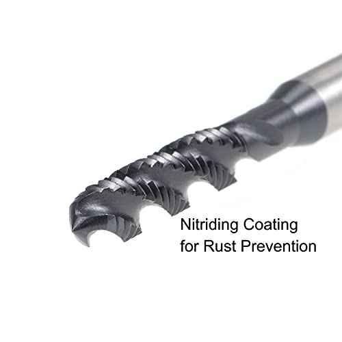 uxcell M5 x 0.8 Spiral Flute Thread Tap, Metric Machine Threading Tap HSS Nitriding Coated, Round Shank with Square End, H2 Tolerance, 2pcs
