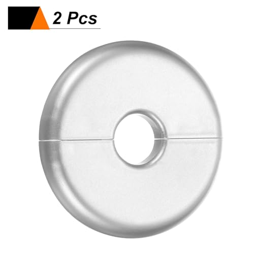 HARFINGTON 2pcs Wall Split Flange Cover Plate 17mm Silver Self-Adhesive ABS Plastic