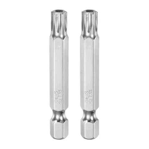 HARFINGTON 2pcs T35 Security Torx Bit 1/4" Hex Shank 2" Long S2 Steel Magnetic Tamper Resistant Star Bits Screwdriver Torx Head with Hole for Driver Drill Bits Remove Fastening Screws