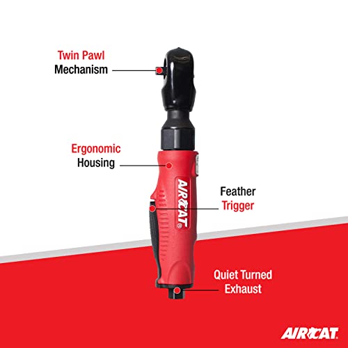 AIRCAT 802 3/8" Composite Air Ratchet Wrench - 70 ft-lb Max Torque, Feather Trigger