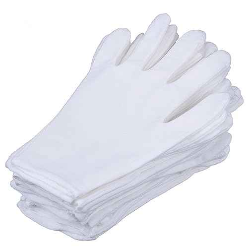 S&DIAN 8 Pairs White Cotton Gloves 7.5" Medium Size, film, coins, CD/DVD, Handling Gloves