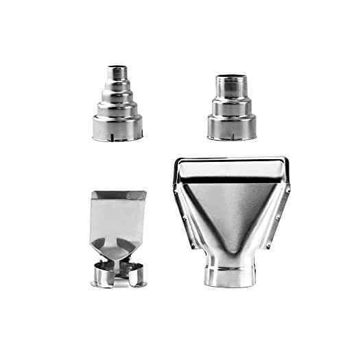 QWORK Heat Gun Nozzles Kits, 4 Pcs Stainless Steel Reflector Nozzle Hot Air Gun Soldering Station Nozzle Tool