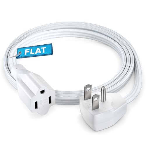 Maximm 4 Ft White 14/3 UL Flat Plug Extension Cord - 1 Outlet