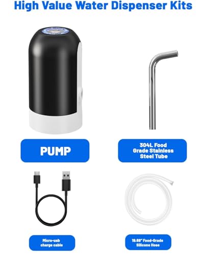 Myvision 5 Gallon Water Dispenser Pump Black Portable USB Rechargeable