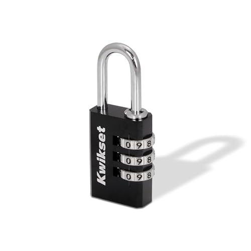 Kwikset 3-Digit Aluminum Combination Padlock - Waterproof, Keyless Lock for Bags & Lockers