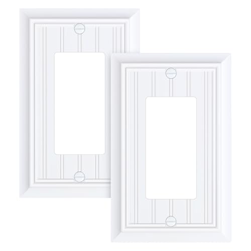 Pure White 2-Pack Beadboard Bamboo Wall Plate Cover - Decorator Wall Plates