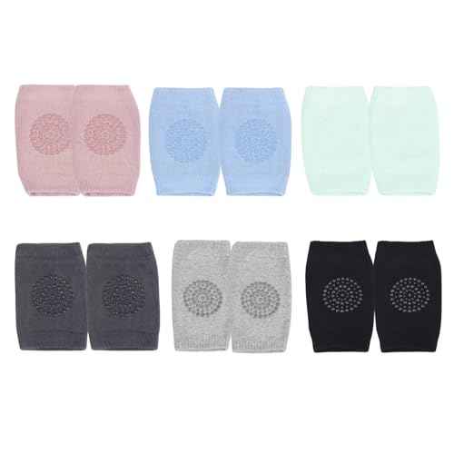 PandaEar Baby Crawling Knee Pads, 6 Pairs Non-Slip Knee Protectors for Infants & Toddlers 6-24 Months, Soft & Breathable Baby Knee Pads