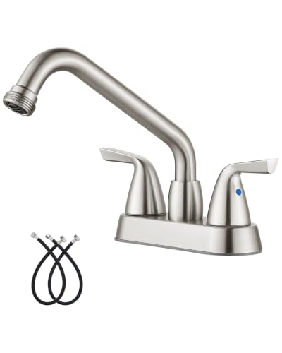 Aolemi Brushed Nickel Laundry Sink Faucet 3/4" NPT Threaded Spout, 360° Swivel, Dual Handle