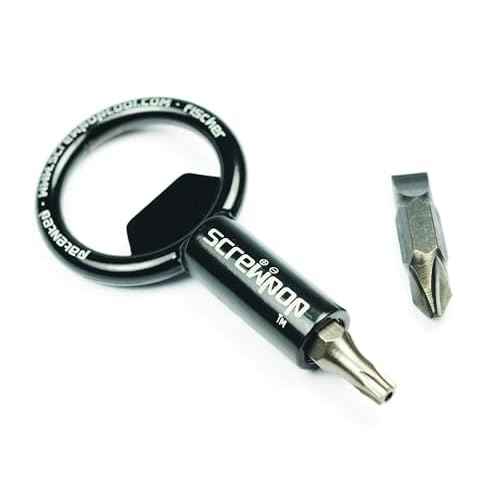 Screwdriver Universal Magnetic Bit Holder for Keychain | Carabiner Multi-Tool Bottle Opener (Includes Removable Double-Sided Phillips and Flathead Bit)