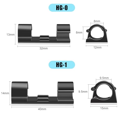 XHF Medium Black Self-Adhesive Cable Clips 50pcs for Wire Management
